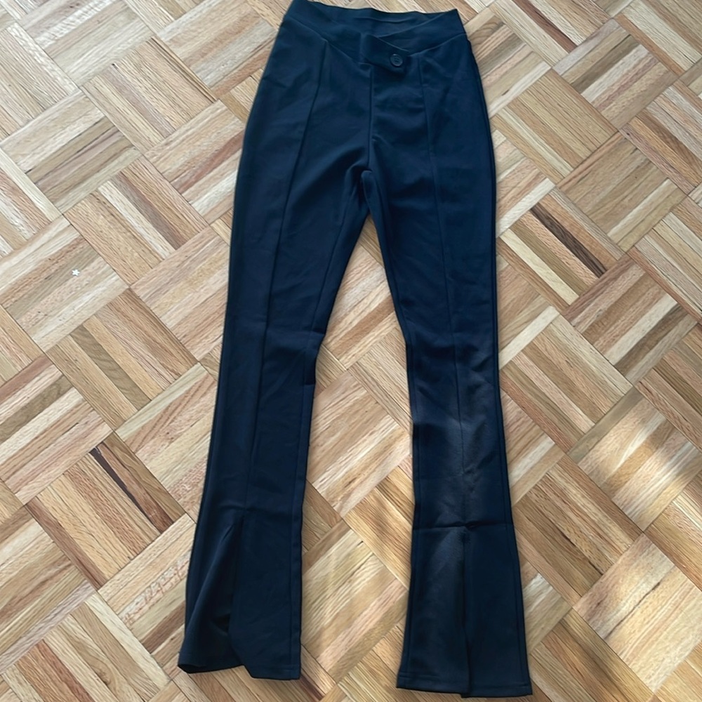 Black pants split front ankle